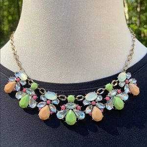 LOFT Adjustable Pink & Green Statement Necklace